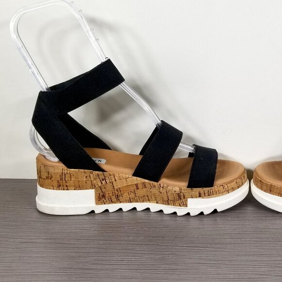 Steve Madden Bandi Platform Wedge Sandal, Black, Womens Sizes 8 M - Picture 7 of 12